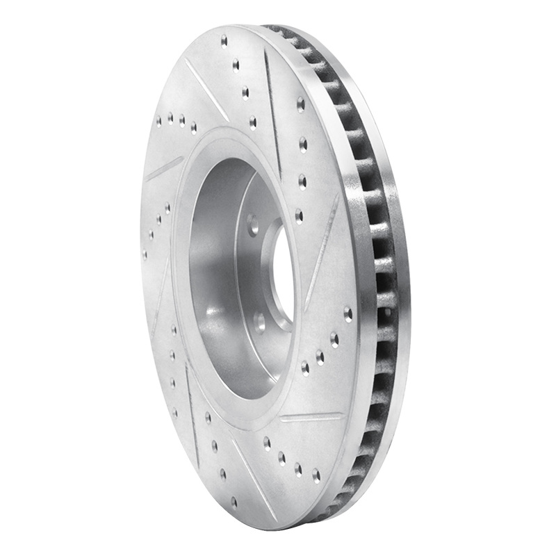 Infiniti FX37 Brake Rotor (1) - Front Left - R1 Concepts - Drilled & Slotted - Silver - `05-`14